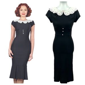 Stop Staring Dutchess Pearl Eyelet Lace Peter Pan Collar Retro Wiggle Dress